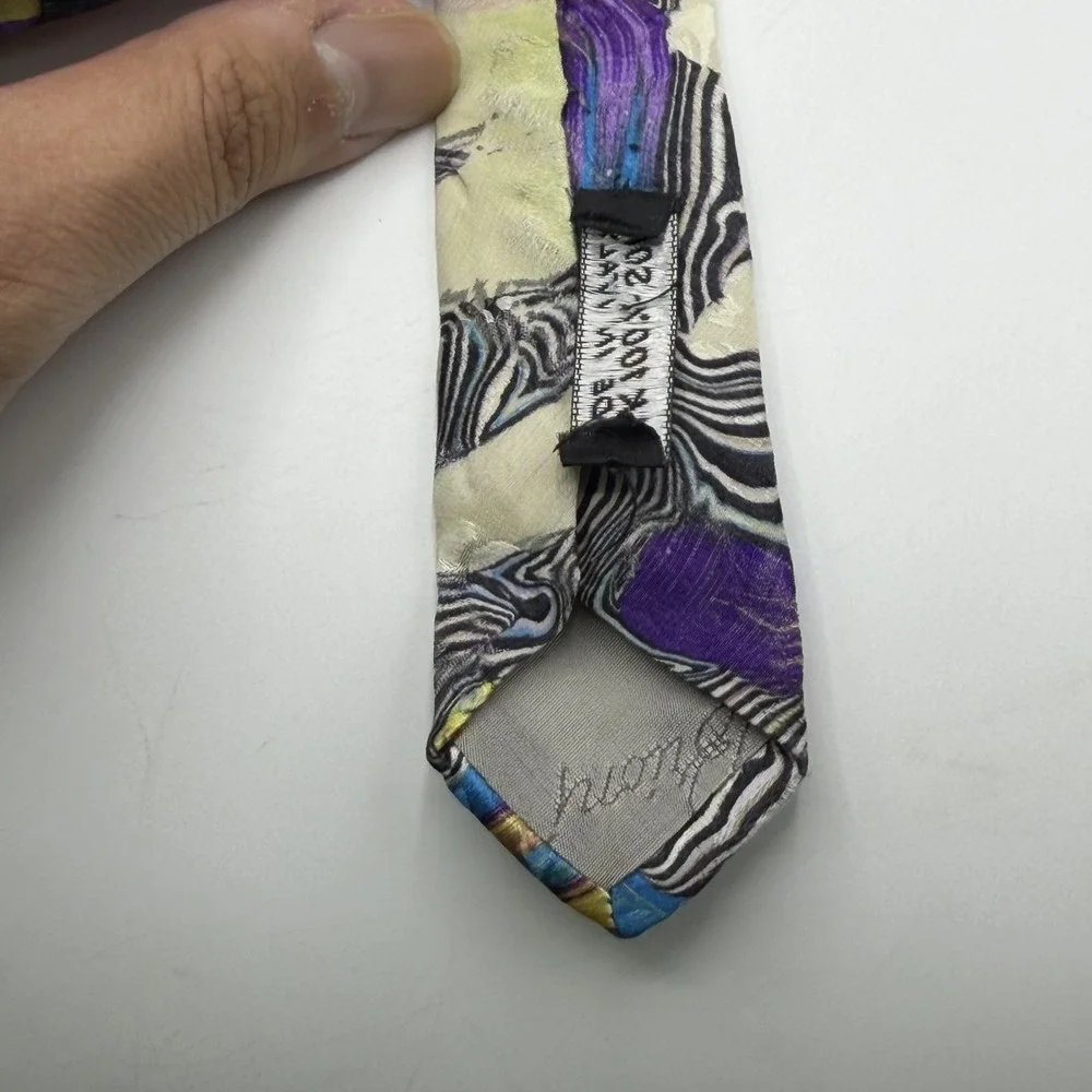 Brioni Men's 100% Silk Tie Multicolor Abstract Swirl Print Necktie Made In Italy